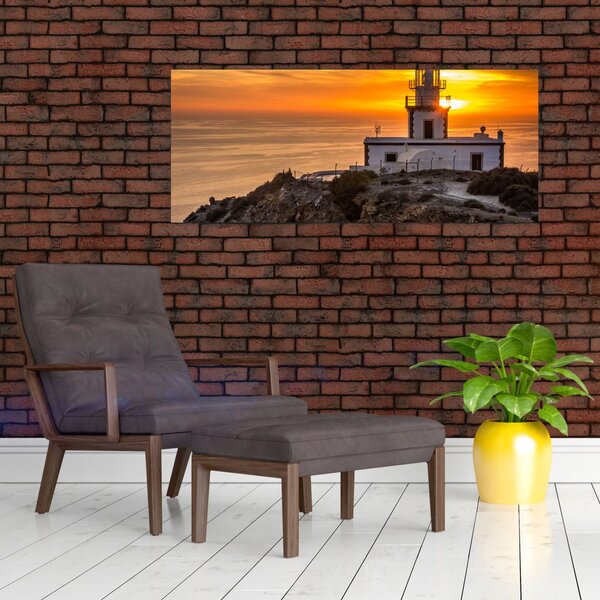 Obraz majáka pri západe slnka (120x50 cm)