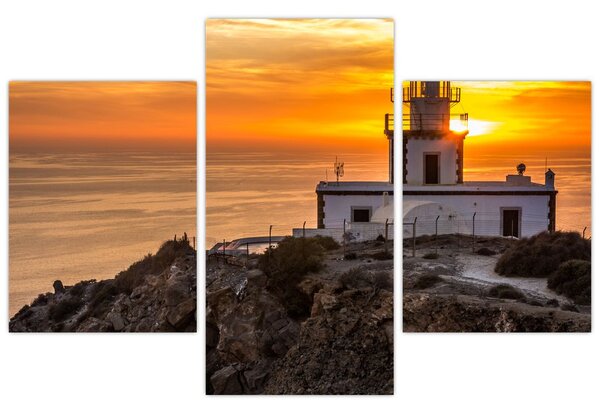 Obraz majáka pri západe slnka (90x60 cm)