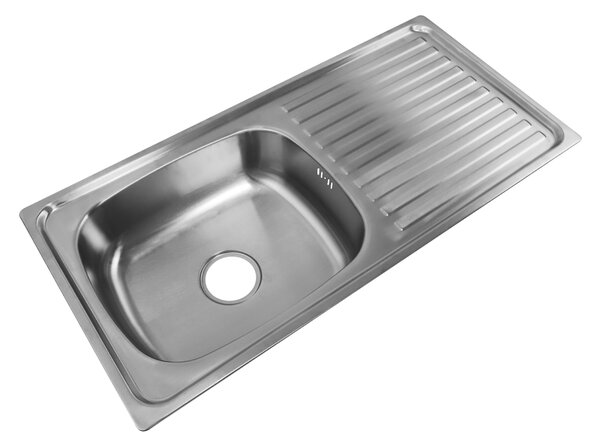 KONDELA Nerezový drez so sifónom, 91x45, VIRTUS
