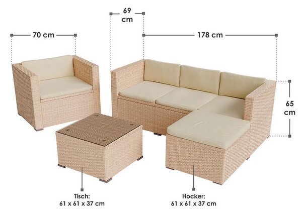Záhradný ratanový set Punta Cana L - krémový/pieskové podušky