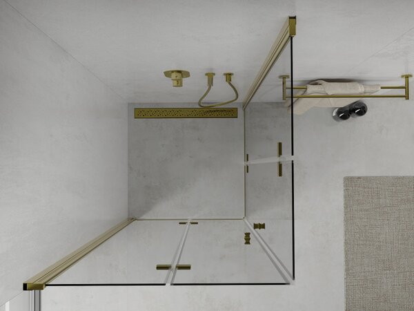 Mexen Lima Duo skladacia sprchová kabína 90 x 90 cm, priehľadná, zlatá - 856-090-090-50-00-02