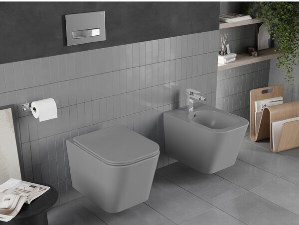 Mexen Teo WC Rimless s WC doskou slim, duroplast, svetlo-šedá matná, 30854061