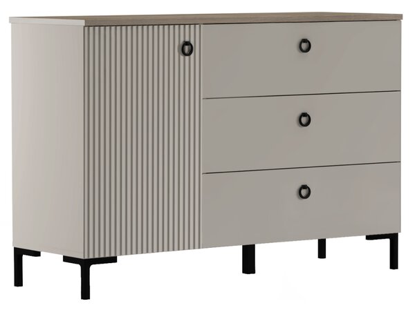 KONDELA Komoda, sivohnedá Taupe/dub silverjack, DOMCA 1D3S