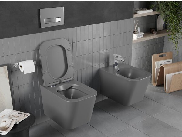 Mexen Teo WC Rimless s WC doskou slim, duroplast, tmavo-šedá matná, 30854071