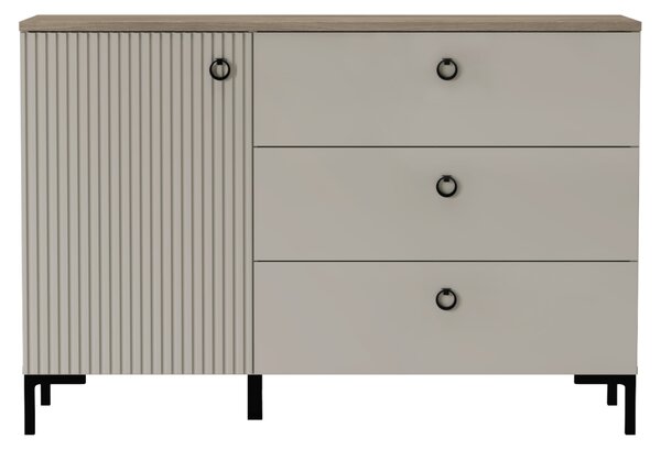 KONDELA Komoda, sivohnedá Taupe/dub silverjack, DOMCA 1D3S