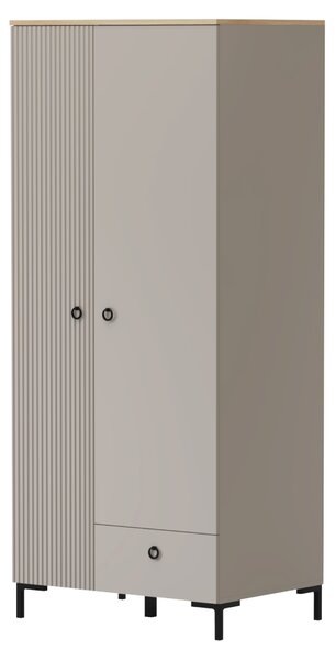 KONDELA Skriňa, sivohnedá Taupe/dub silverjack, DOMCA 2D1S