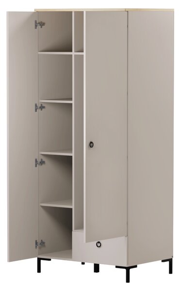 KONDELA Skriňa, sivohnedá Taupe/dub silverjack, DOMCA 2D1S
