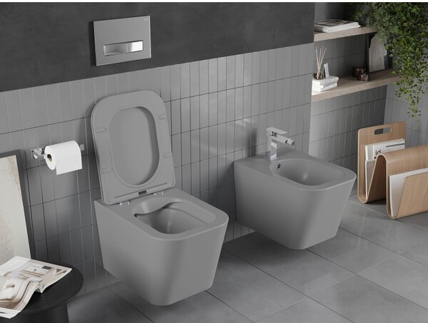 Mexen Teo WC Rimless s WC doskou slim, duroplast, svetlo-šedá matná, 30854061
