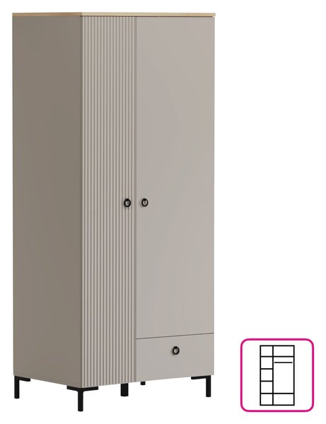 KONDELA Skriňa, sivohnedá Taupe/dub silverjack, DOMCA 2D1S