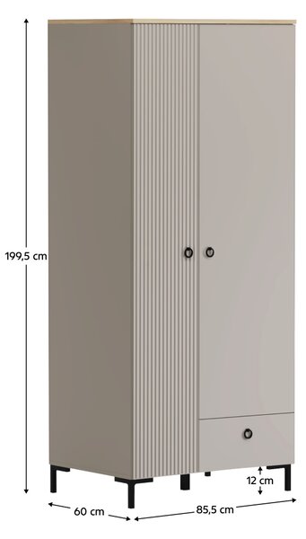 KONDELA Skriňa, sivohnedá Taupe/dub silverjack, DOMCA 2D1S