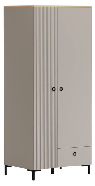 KONDELA Skriňa, sivohnedá Taupe/dub silverjack, DOMCA 2D1S