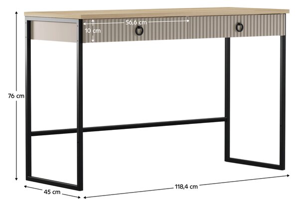 KONDELA Toaletný stolík, sivohnedá Taupe/dub silverjack, DOMCA 2S