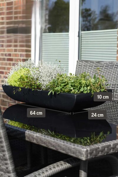 Kvetináč ZOEY, sklolaminát, šírka 64 cm, antracit
