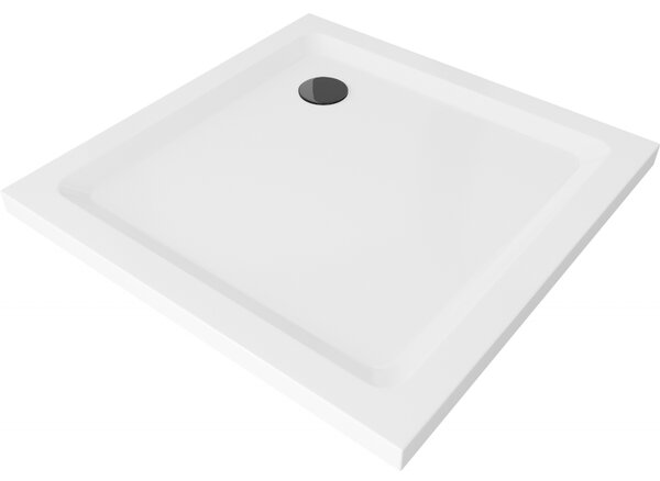 Mexen SLIM - Štvorcová sprchová vanička 90x90x5cm + čierny sifón, biela, 40109090B