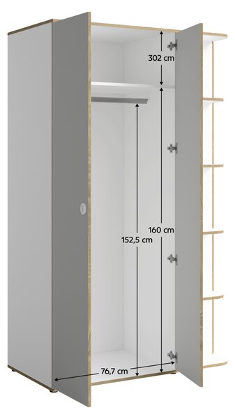 KONDELA Skriňa 3D, biela/sivá, PINIO
