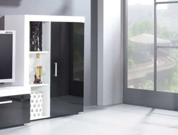 Cama Meble Komoda Samba REG3 - biela / čierny lesk