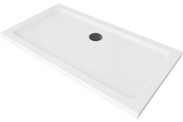 Mexen SLIM - Obdĺžniková sprchová vanička 120x70x5cm + čierny sifón, biela, 40107012B