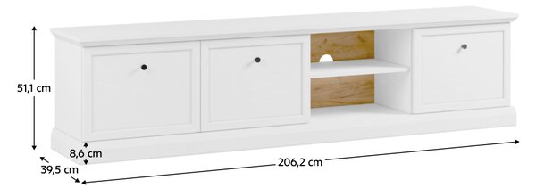 KONDELA TV stolík, biela, LOCCA RTV3D