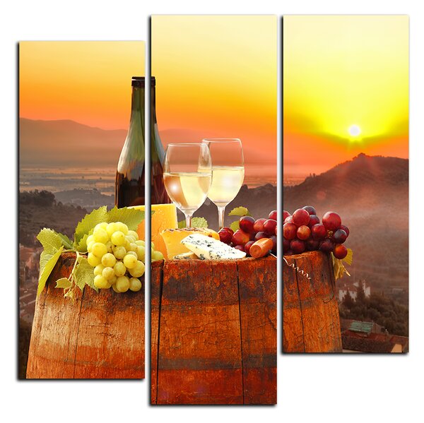 Obraz na plátne - Fľaša vína na vinici - štvorec 3152D (75x75 cm)