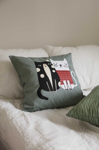Spira of Sweden Obliečka na vankúš Cat Love 50x50