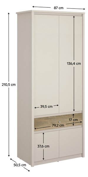 KONDELA Skriňa, kašmír/dub evoke, KAROS 4D1S