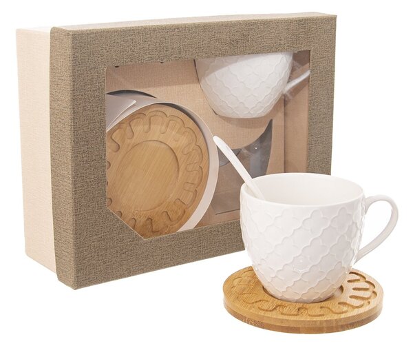 Hrnček s podšálkou a lyžičkou WHITELINE 0,25l 2 ks