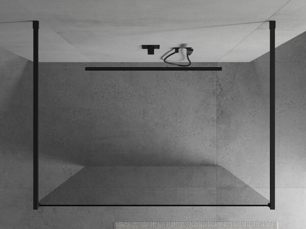 Mexen Kioto, priechodná sprchová zástena 100 x 200 cm, 8mm číre sklo, 2x čierna stabilizačná rozpera, 800-100-002-70-00
