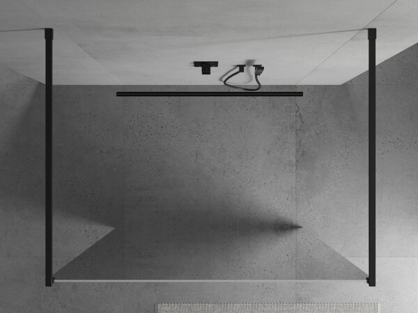 Mexen Kioto, priechodná sprchová zástena 100 x 200 cm, 8mm sklo vzor zrkadlo, 2x čierna stabilizačná rozpera, 800-100-002-70-50
