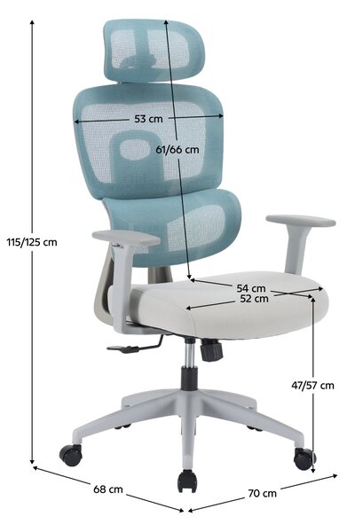 KONDELA Kancelárske kreslo, neomint/svetlosivá/sivá, nosnosť 150 kg, ERMEN