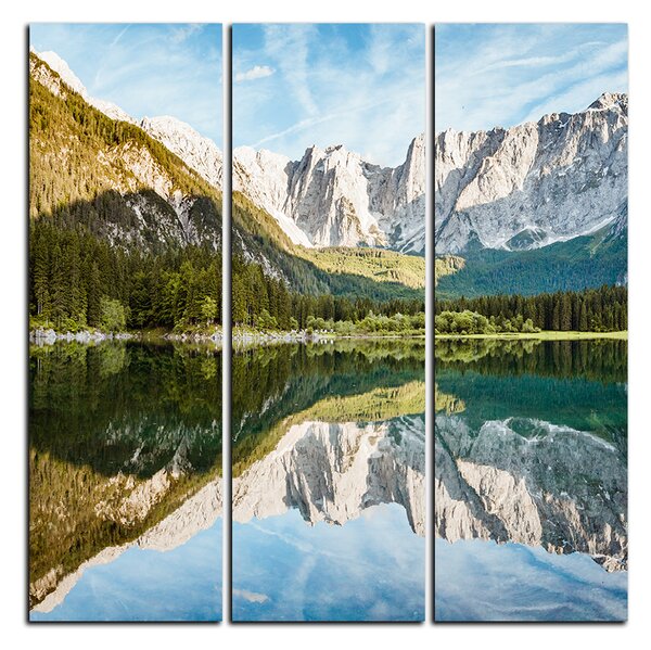 Obraz na plátne - Alpské štíty odrážajúce sa v pokojnom jazere - štvorec 3157B (75x75 cm)