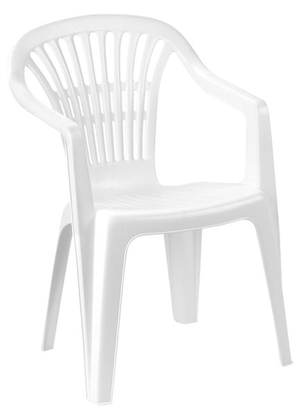 KONDELA Záhradné stohovateľné kreslo, biela, SCILIA