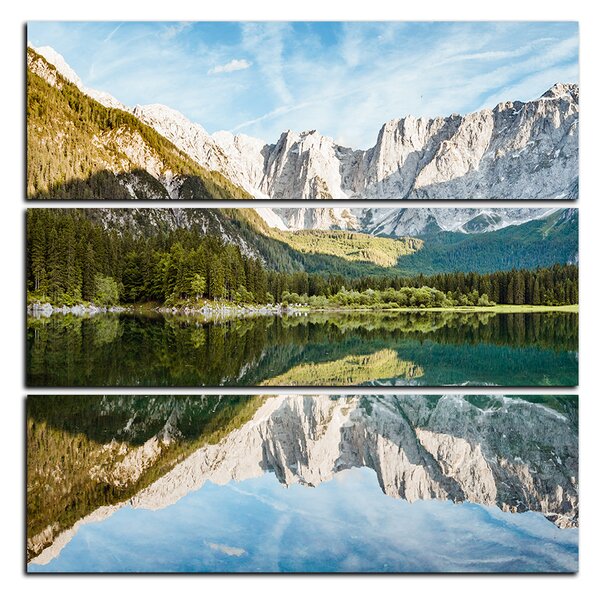 Obraz na plátne - Alpské štíty odrážajúce sa v pokojnom jazere - štvorec 3157D (75x75 cm)