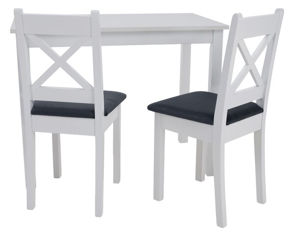 KONDELA Stolička, set 2 ks, biela/tmavosivá, REMY KX