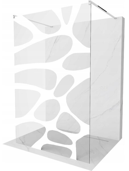 Mexen Kioto, priechodná sprchová zástena 100 x 200 cm, 8mm sklo číre/biely vzor, 2x chrómová stabilizačná rozpera, 800-100-002-01-97