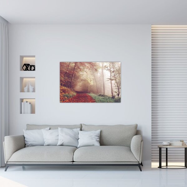 Obraz - Jesenná prechádzka lesom (90x60 cm)