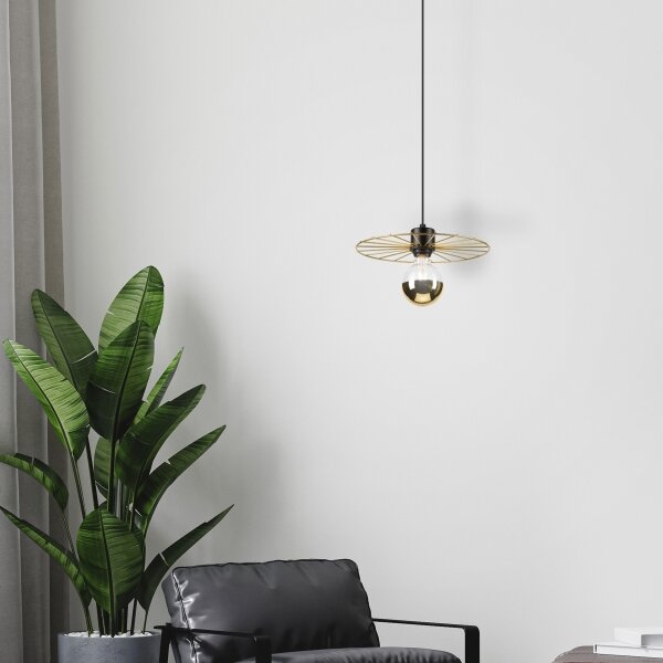 Luster na lanku MONTANA 1xE27/15W/230V pr. 30 cm zlatá/čierna