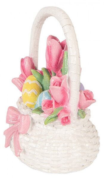 Dekorácia košík s tulipánmi a vajíčkami - 14*11*18 cm - Clayre & Eef