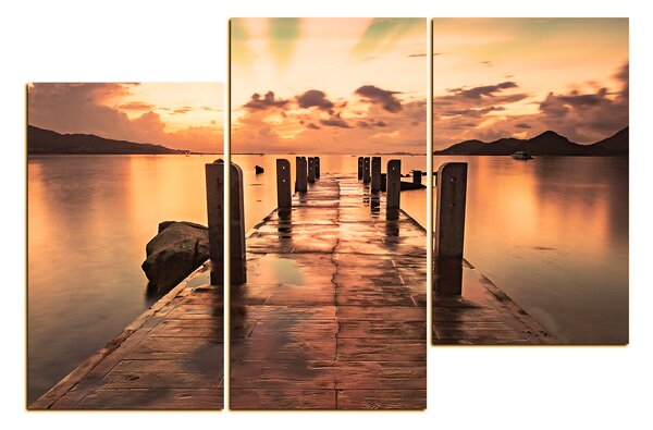 Obraz na plátne - Krásny západ slnka nad jazerom 1164FD (90x60 cm)