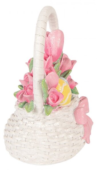 Dekorácia košík s tulipánmi a vajíčkami - 14*11*18 cm - Clayre & Eef