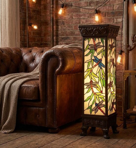 Svetelný stĺp Tiffany Dragonfly - 26 * 26 * 71 cm E27 / max 1 * 100W - Clayre & Eef