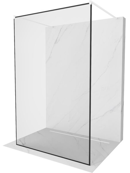 Mexen Kioto, priechodná sprchová zástena 100 x 200 cm, 8mm sklo číre/čierny vzor, 2x biela stabilizačná rozpera, 800-100-002-20-70