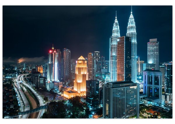 Obraz - Noc v Kuala Lumpur (90x60 cm)