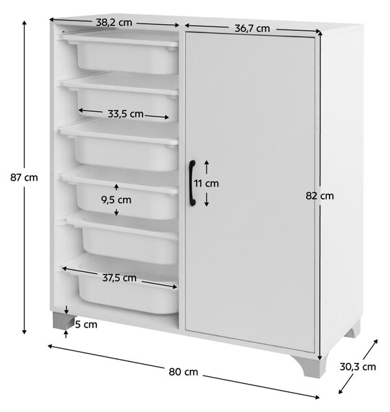 KONDELA Regál/skrinka s úložnými boxmi, biela, VELTO
