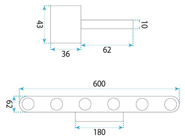 Toolight Toolight, LED nástenné svietidlo, 60cm, 18W, 4000K, 2000lm, SWE055-W, čierna matná, OSW-20155