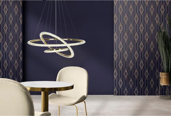 TooLight Křišťálový závěsný LED lustr G036-CP zlatý/neutrální bílá