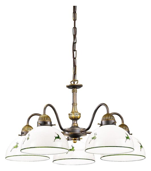 Kolarz 731.85.100 - Luster na reťazi NONNA 5xE27/75W/230V jelene zelená