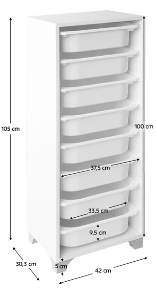 KONDELA Regál s úložnými boxmi, biela, LUNOR