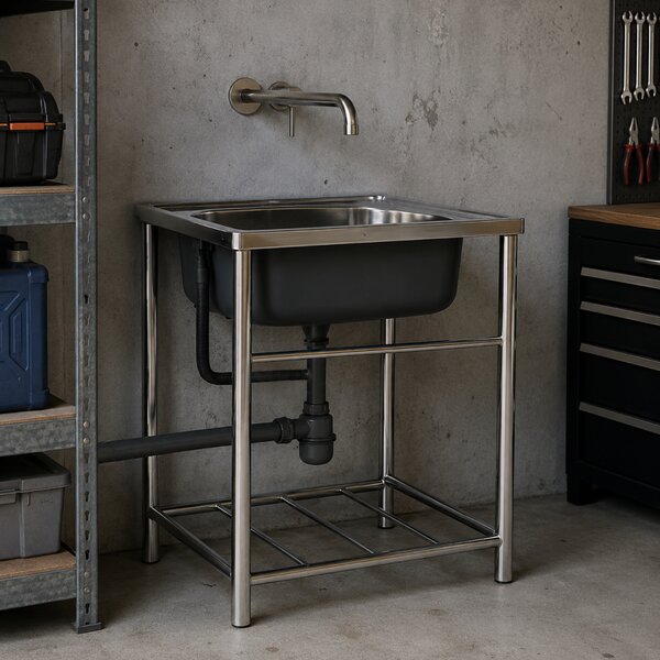 KONDELA Nerezový drez so sifónom, 61x46 cm, INOX NEW