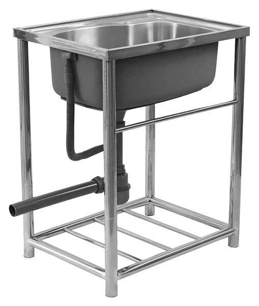 KONDELA Nerezový drez so sifónom, 61x46 cm, INOX NEW