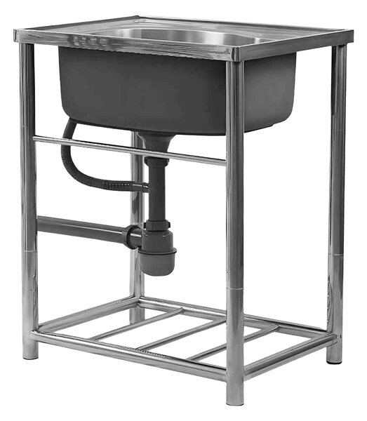 KONDELA Nerezový drez so sifónom, 61x46 cm, INOX NEW